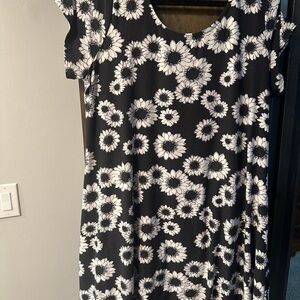Floral Black and White Dress